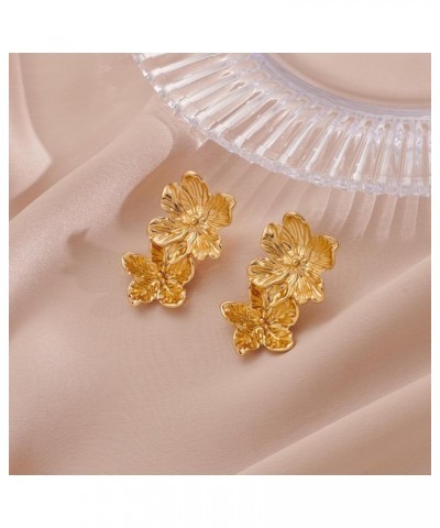 Gold Earrings for Women Teen Fashion Statement Jewelry Gift for Her Ginkgo Leaf Fan-shaped Gold-Flower $9.17 Earrings