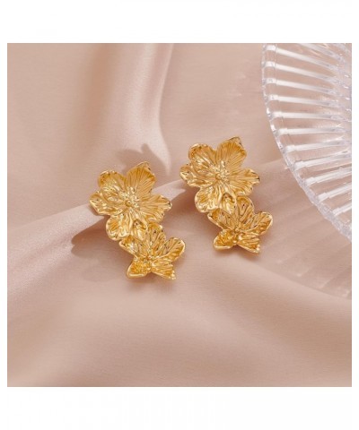 Gold Earrings for Women Teen Fashion Statement Jewelry Gift for Her Ginkgo Leaf Fan-shaped Gold-Flower $9.17 Earrings