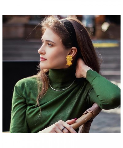 Gold Earrings for Women Teen Fashion Statement Jewelry Gift for Her Ginkgo Leaf Fan-shaped Gold-Flower $9.17 Earrings