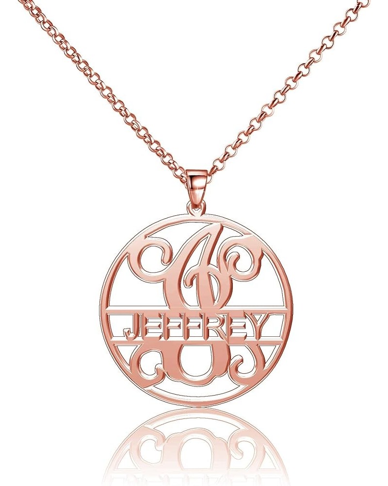 Jeffrey Necklace Custom Necklace Monogram Circle Pendant Jeffrey (Rose Gold) 14"-18" Chain $14.61 Necklaces