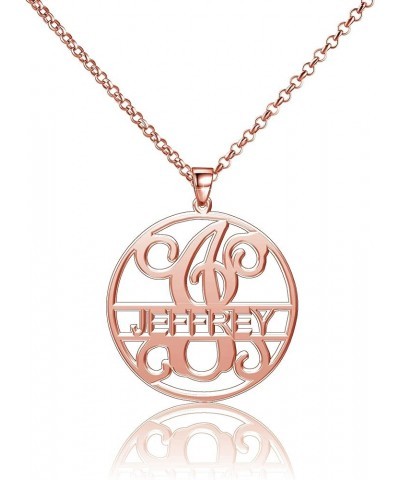 Jeffrey Necklace Custom Necklace Monogram Circle Pendant Jeffrey (Rose Gold) 14"-18" Chain $14.61 Necklaces