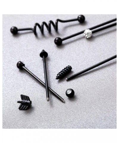 12Pcs 14G 316L Stainless Steel Industrial Barbell Earrings for Women Men Cartilage Helix Piercing E: 12Pcs Black $9.11 Body J...