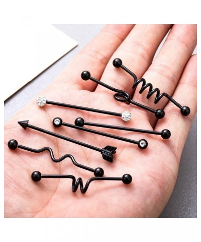 12Pcs 14G 316L Stainless Steel Industrial Barbell Earrings for Women Men Cartilage Helix Piercing E: 12Pcs Black $9.11 Body J...