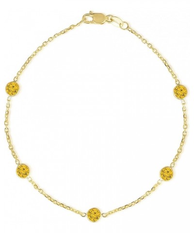 14k Yellow Gold Gemstone Birthstone Bracelet and Anklet 7.0 Inches Citrine $72.75 Anklets