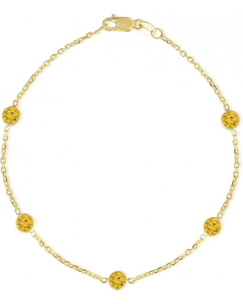 14k Yellow Gold Gemstone Birthstone Bracelet and Anklet 7.0 Inches Citrine $72.75 Anklets