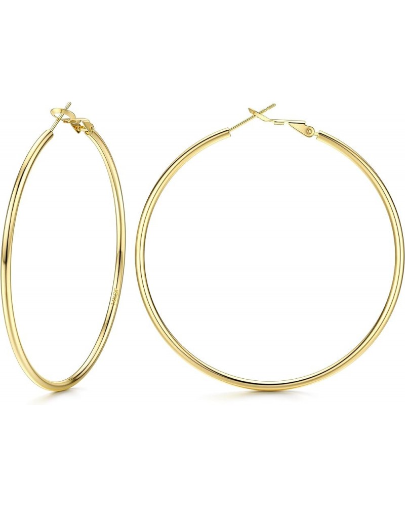 14K Gold Filled Big Hoop Earrings for Women Large Gold Hoops Thin Gold Hoop Earrings with 925 Sterling Silver Post Gold-60MM ...