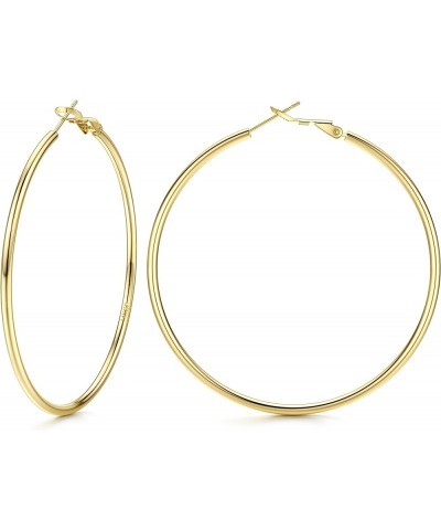 14K Gold Filled Big Hoop Earrings for Women Large Gold Hoops Thin Gold Hoop Earrings with 925 Sterling Silver Post Gold-60MM ...