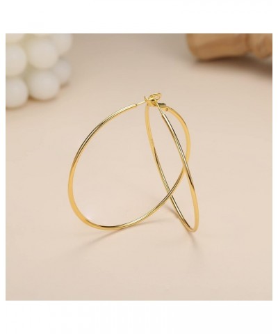 14K Gold Filled Big Hoop Earrings for Women Large Gold Hoops Thin Gold Hoop Earrings with 925 Sterling Silver Post Gold-60MM ...