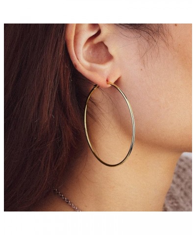 14K Gold Filled Big Hoop Earrings for Women Large Gold Hoops Thin Gold Hoop Earrings with 925 Sterling Silver Post Gold-60MM ...