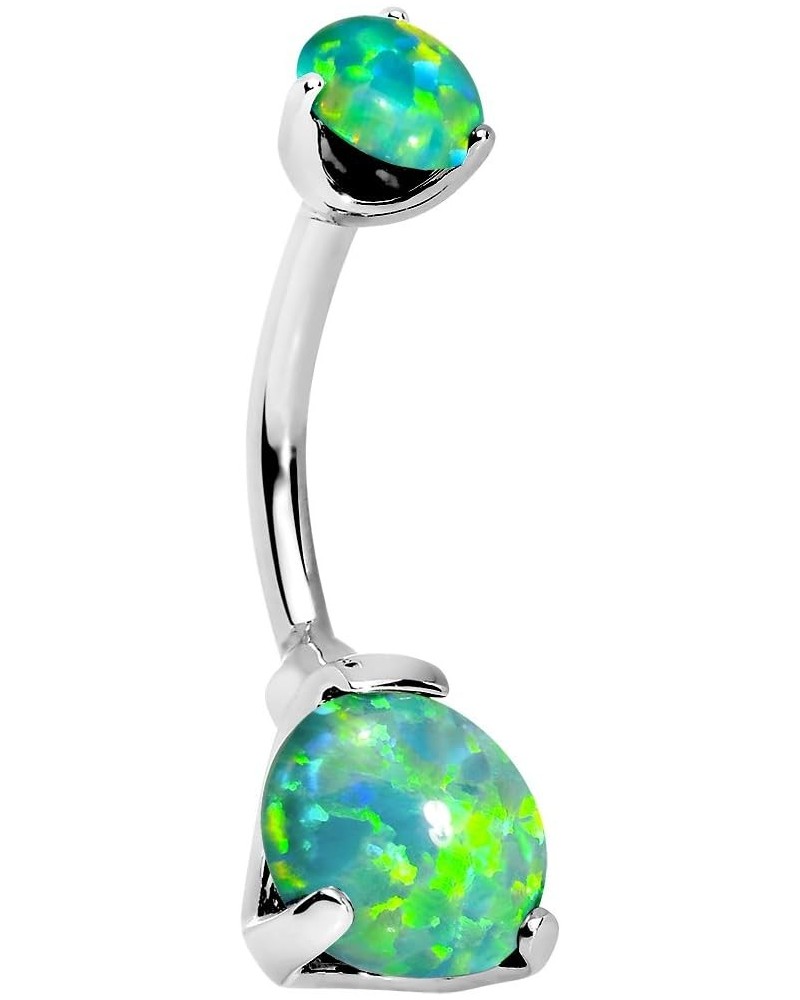 Stainless Steel Synthetic Opal Internally Threaded Belly Ring 3/8" and 7/16 Green 3/8 $12.17 Body Jewelry