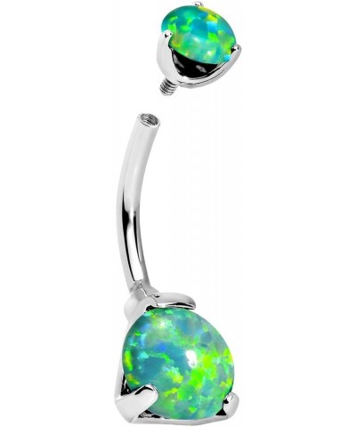 Stainless Steel Synthetic Opal Internally Threaded Belly Ring 3/8" and 7/16 Green 3/8 $12.17 Body Jewelry