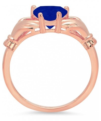 1.55 ct Heart Cut Irish Celtic Claddagh Simulated Blue Sapphire Engagement Promise Anniversary Bridal Ring 14k Rose Gold $112...