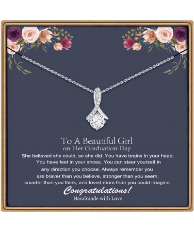 Graduation Gifts for Her, 14K White Gold Plated Graduation Alluring Beauty Necklaces for Women Graduation Gifts Graduation Ne...