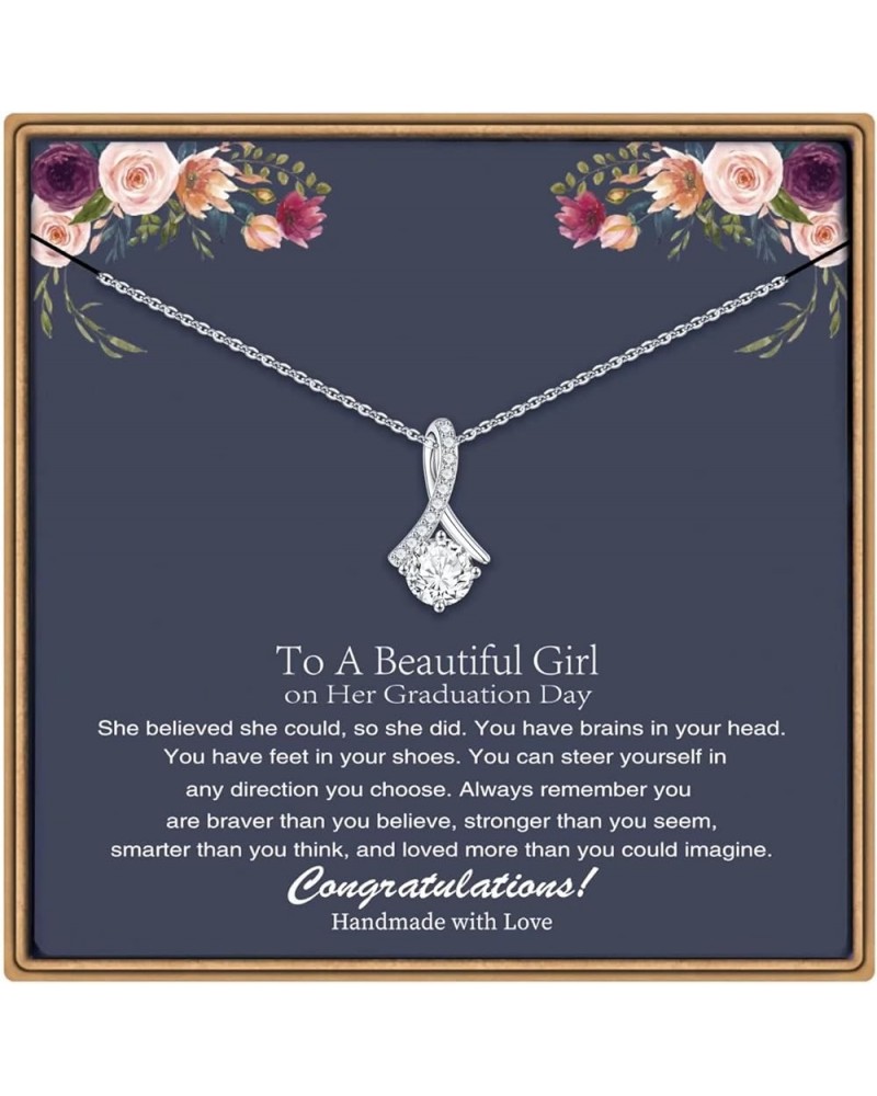 Graduation Gifts for Her, 14K White Gold Plated Graduation Alluring Beauty Necklaces for Women Graduation Gifts Graduation Ne...