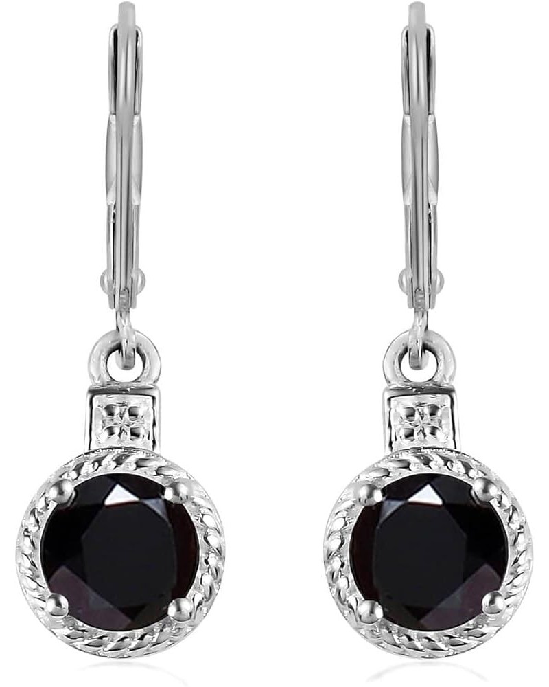 Shop LC Genuine Black Spinel Cubic Zirconia Dangle Earrings 925 Sterling Silver with Stainless Steel Lever Back Women Jewelry...