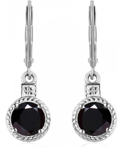 Shop LC Genuine Black Spinel Cubic Zirconia Dangle Earrings 925 Sterling Silver with Stainless Steel Lever Back Women Jewelry...