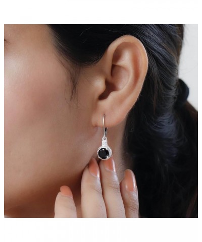 Shop LC Genuine Black Spinel Cubic Zirconia Dangle Earrings 925 Sterling Silver with Stainless Steel Lever Back Women Jewelry...