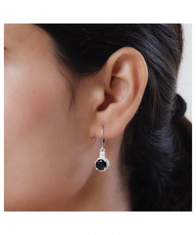 Shop LC Genuine Black Spinel Cubic Zirconia Dangle Earrings 925 Sterling Silver with Stainless Steel Lever Back Women Jewelry...