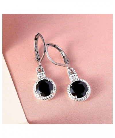 Shop LC Genuine Black Spinel Cubic Zirconia Dangle Earrings 925 Sterling Silver with Stainless Steel Lever Back Women Jewelry...