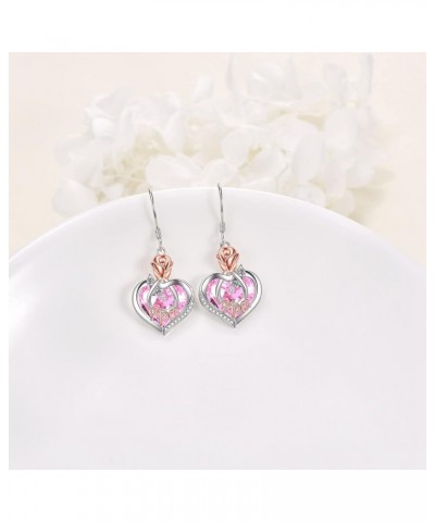 Mom Earrings Rose Flower Love Heart Mom Earrings Best Gifts for Mom Mom Earrings with Rose Flower 925 Sterling Silver Crystal...