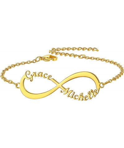 Custom Name Ankle Bracelets for Women Girls Infinity Anklet with 1 2 3 4 Names Stainless Steel/18K Gold Plated 6.5'' to 10.5'...