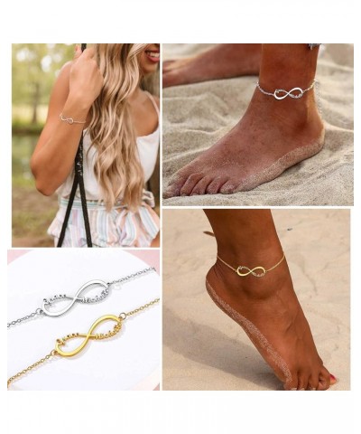 Custom Name Ankle Bracelets for Women Girls Infinity Anklet with 1 2 3 4 Names Stainless Steel/18K Gold Plated 6.5'' to 10.5'...