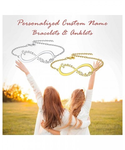 Custom Name Ankle Bracelets for Women Girls Infinity Anklet with 1 2 3 4 Names Stainless Steel/18K Gold Plated 6.5'' to 10.5'...