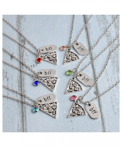 Best Friend Pizza Pendant Necklace with Crystal Charm BFF Friendship Necklace Set for Friends Gift Unisex $10.44 Necklaces