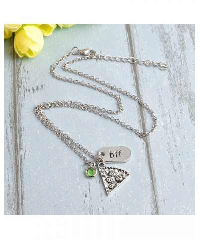 Best Friend Pizza Pendant Necklace with Crystal Charm BFF Friendship Necklace Set for Friends Gift Unisex $10.44 Necklaces