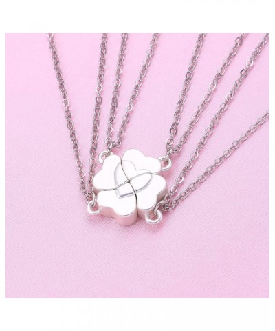 Friendship Necklace Magnetic Matching Four Leaf Clover Best Friend Necklace Gifts for Girls Women Magnet BFF Necklace for 4 S...