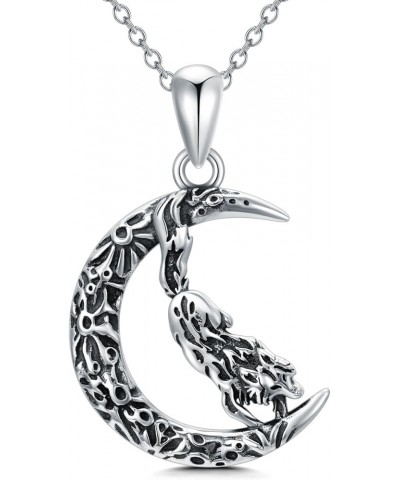 Witch Necklace Sterling Silver Cat Witch Hanging on Broom Jewelry Gifts for Women Halloween wolf $23.93 Necklaces