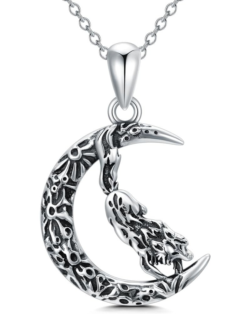 Witch Necklace Sterling Silver Cat Witch Hanging on Broom Jewelry Gifts for Women Halloween wolf $23.93 Necklaces