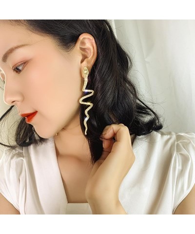 Snake Dangle Earrings for Women Cubic Zirconia Taylor Snake Stud Earrings Punk Vintage Large Big Silver Snake Drop Earrings G...