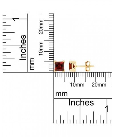 3mm Princess Cut Simulated Stud Earrings in 14k Yellow Gold Over Sterling Silver Simulated Garnet $14.62 Earrings