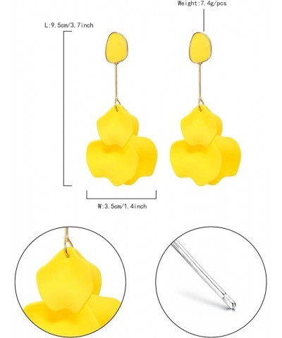 Flower Petal Earrings for Women, Rose Petal Dangle Earrings Statement Floral Drop Dangle Earrings Yellow $8.83 Earrings