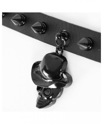 Punk Black Choker Gothic Spiked Rivets for Women Men with Charm Pendant Leather Necklace Skull $8.69 Necklaces