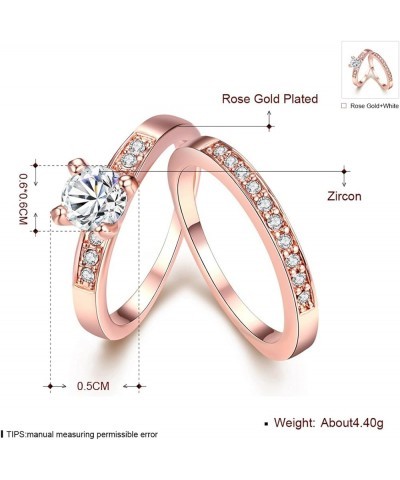 Women's Stunning 18K Gold Plated Solitaire CZ Crystal Engagement Rings Set Best Promise Rings for Her Anniversary Wedding Ban...