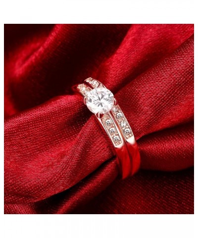 Women's Stunning 18K Gold Plated Solitaire CZ Crystal Engagement Rings Set Best Promise Rings for Her Anniversary Wedding Ban...