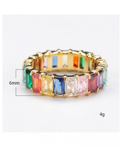 Women's Stainless Steel Colorful Zircon Gemstone Ring Size 6-10 8 Silver-White $9.17 Rings