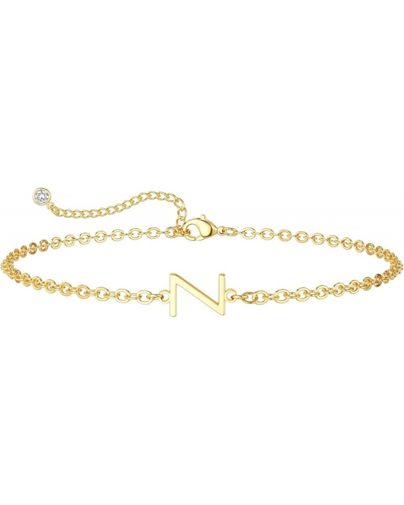 Initial Gold Bracelets for Women Trendy, Dainty 14K Gold Letter Charm Bracelet Cute Jewelry Simple Monogram Bracelets Fashion...