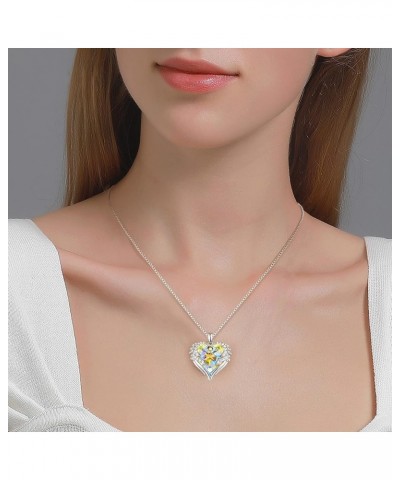 Heart Necklaces for Women 925 Sterling Silver with Birthstone Zirconia, Mothers Day Gifts, Jewelry Gifts for Women Her Mom Gr...