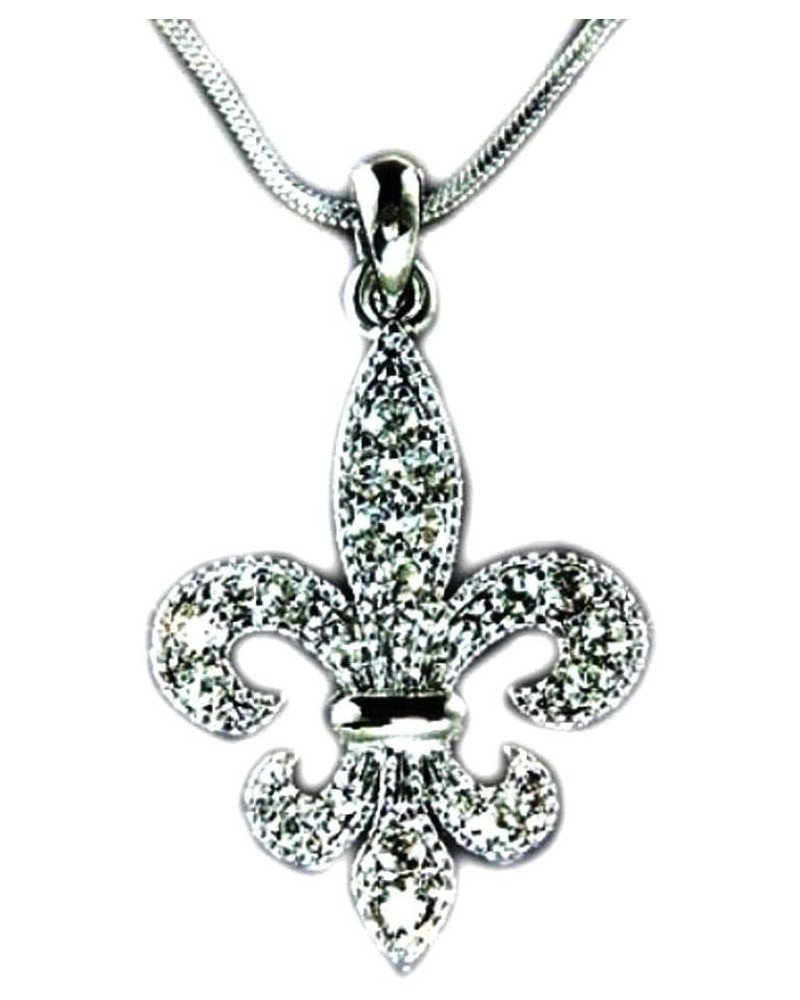 Fleur De Lis Austrian Crystal Charm Pendant and Necklace Gift Boxed Fashion Jewelry $11.97 Necklaces