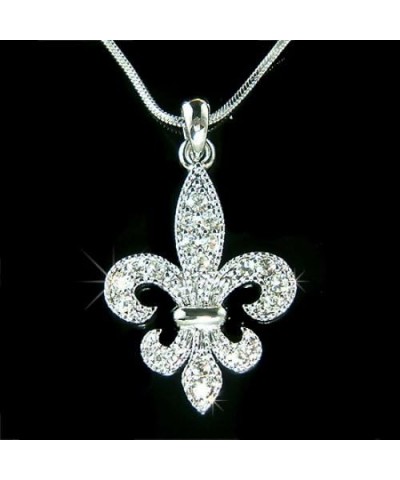 Fleur De Lis Austrian Crystal Charm Pendant and Necklace Gift Boxed Fashion Jewelry $11.97 Necklaces