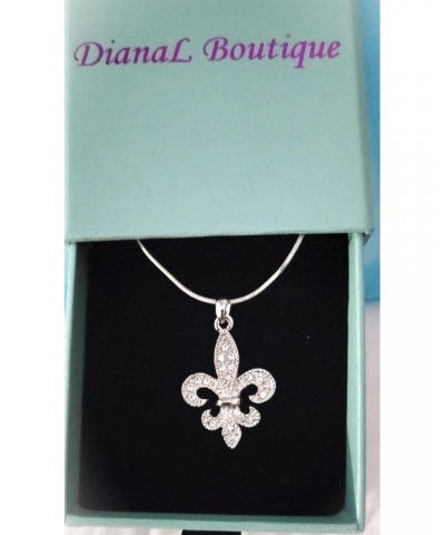 Fleur De Lis Austrian Crystal Charm Pendant and Necklace Gift Boxed Fashion Jewelry $11.97 Necklaces