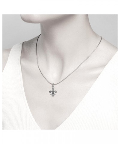 Fleur De Lis Austrian Crystal Charm Pendant and Necklace Gift Boxed Fashion Jewelry $11.97 Necklaces