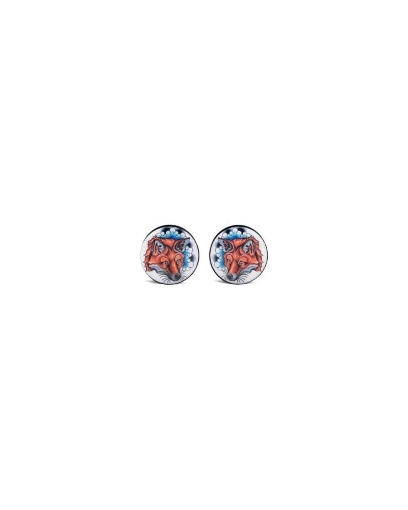 Red Fox Face Ear Plugs - Acrylic - Screw-On - New *Pair* - 8 Sizes 9/16" (14mm) $10.59 Body Jewelry