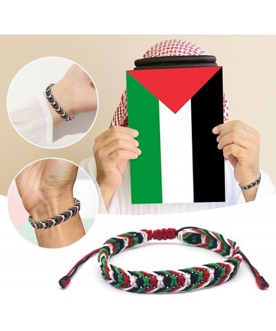 Palestinian Flag Bracelet I Stand with Palestine Wrap Bracelet Handmade Braided Bracelet Adjustable Red Rope Bracelet Support...