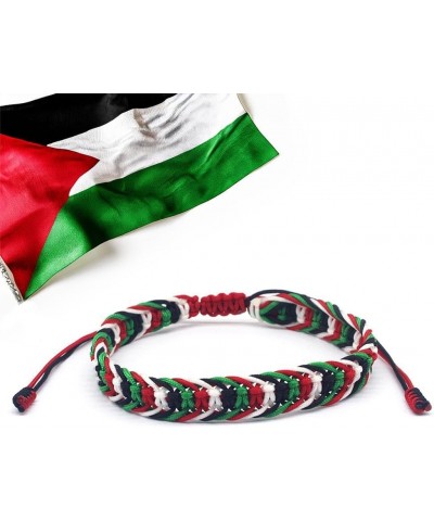 Palestinian Flag Bracelet I Stand with Palestine Wrap Bracelet Handmade Braided Bracelet Adjustable Red Rope Bracelet Support...