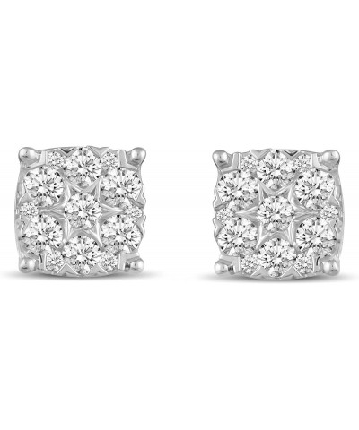 1/2 Cttw - 1 Cttw Natural Diamond Women Star Stud Earrings Set in 925 Sterling Silver (Choose Size/Shape) 1 Cttw Cushion Shap...