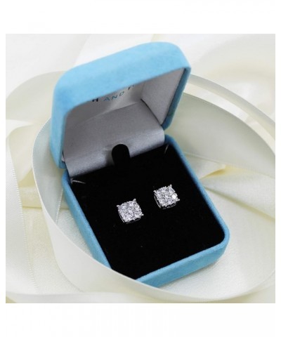 1/2 Cttw - 1 Cttw Natural Diamond Women Star Stud Earrings Set in 925 Sterling Silver (Choose Size/Shape) 1 Cttw Cushion Shap...